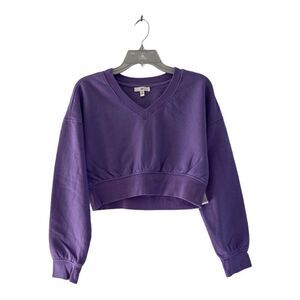 BP. Purple Dahlia V-Neck Cropped Sweatshirt New with Tags Size S